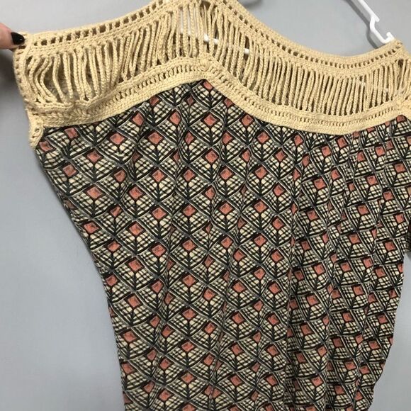 free people crochet raw hem patterned flowy women’s top size small batwing - Picture 3 of 9